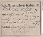 Etiketten zu Hörnesit (NHMW-MIN-Aa415)